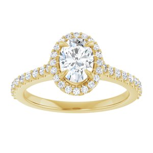 14K Yellow 7x5 mm Oval Forever Oneâ„¢ Moissanite & 1/3 CTW Diamond Engagement Ring 